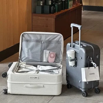 K2618 Front opening travel suitcase, boarding password box
